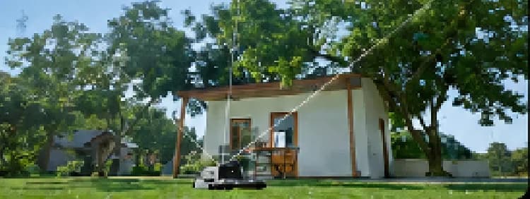 Lymow One Plus mowing a mapped lawn without a buried perimeter wire