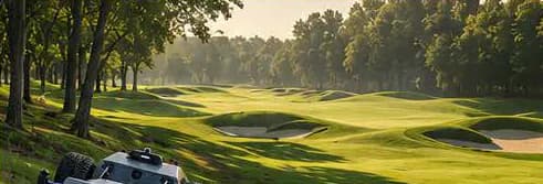 Maintained golf course fairway with rolling terrain