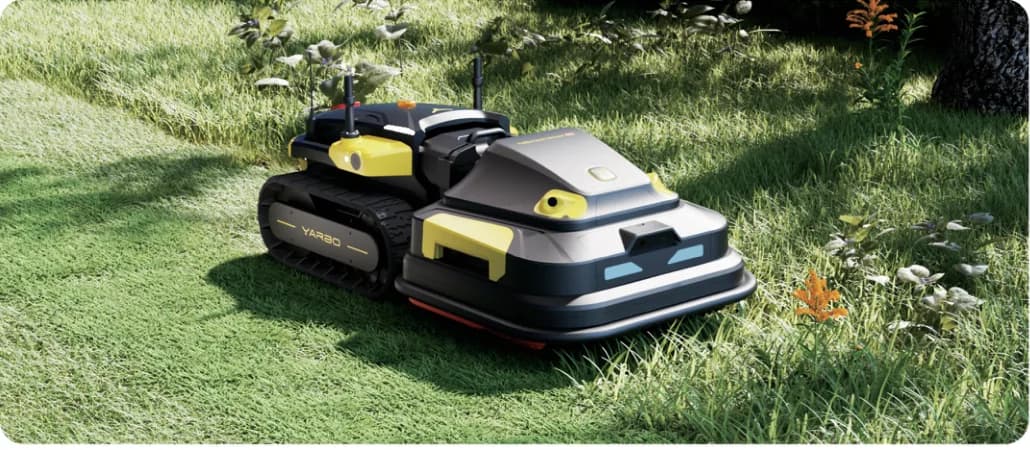 Yarbo Lawn Mower Pro Module operating in dense grass.